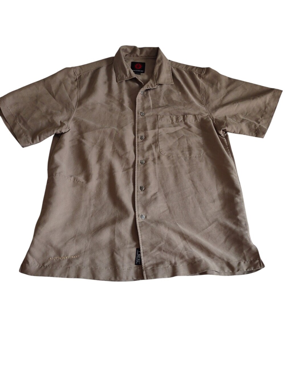 Scottevest Large Modal Blend Short Sleeve Button Down Shirt